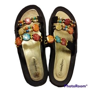 Mix & Co. Beaded slide on sandals‎